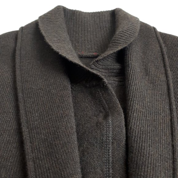 Brown Wool Double Collar Cocoon Cardigan - Picture 3 of 13